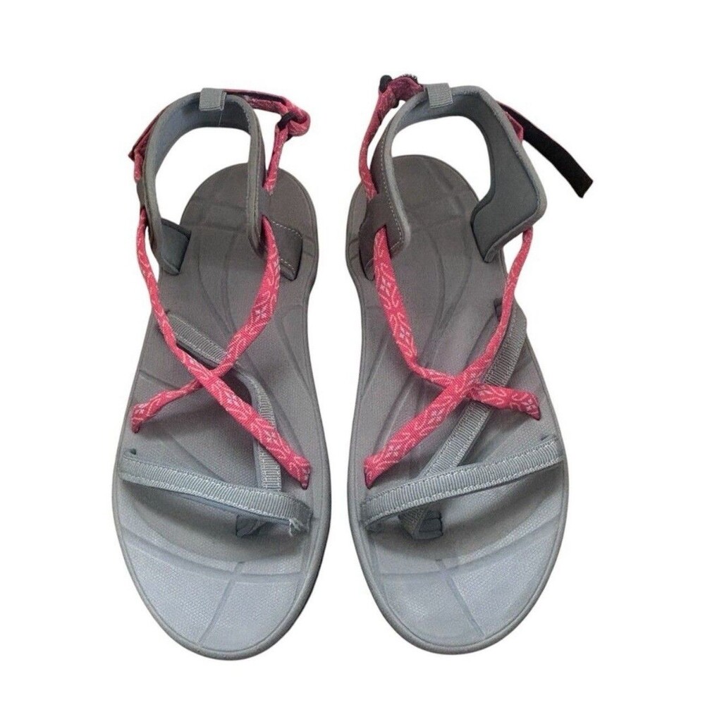 ⁠RON JON SURF SHOP Womens Sandals Size 8 Gray Pink Strappy Beach Outdoor Shoes